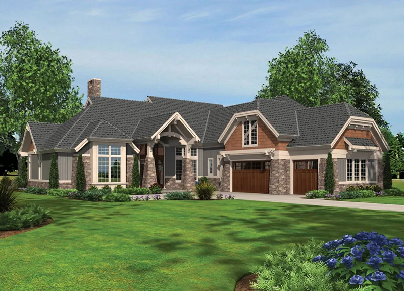 Country House Plan Front of Home - Carwine Luxury Home 011S-0181 - Shop House Plans and More