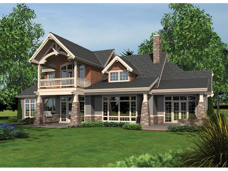 Cabin & Cottage House Plan Rear Photo 01 - Carwine Luxury Home 011S-0181 - Shop House Plans and More