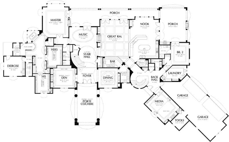 European House Plan First Floor - Casado Luxury European Home 011S-0182 - Shop House Plans and More