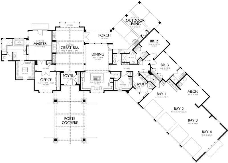 Craftsman House Plan First Floor - Monette Bay Craftsman Home 011S-0183 - Shop House Plans and More