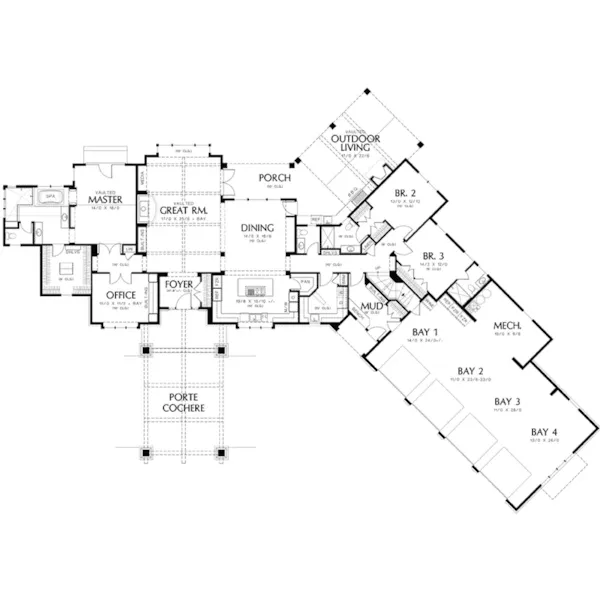 Arts & Crafts House Plan First Floor - Monette Bay Craftsman Home 011S-0183 - Shop House Plans and More