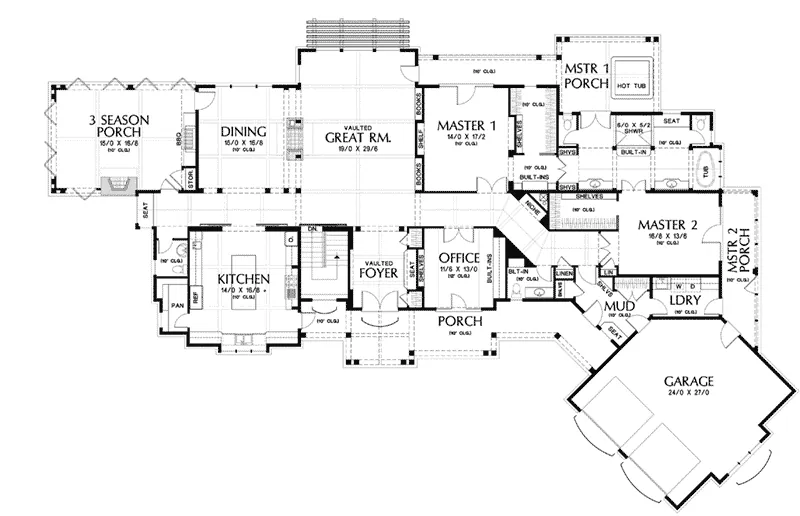 Ranch House Plan First Floor - Montelle Hill Luxury Home Plans with Two Master Suites