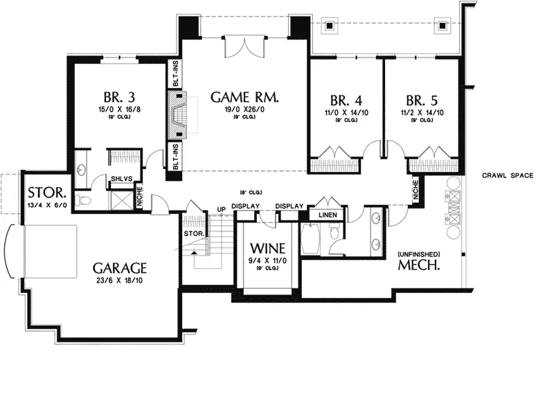 Shingle House Plan Lower Level Floor - Montelle Hill Luxury Home Plans with Two Master Suites