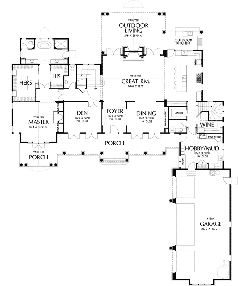 Luxury House Plan First Floor - Cornwall Bay Luxury Home 011S-0189 - Search House Plans and More