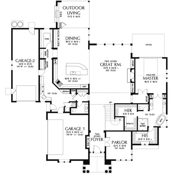 Country House Plan First Floor - Bronson Point Luxury Home 011S-0190 - Shop House Plans and More