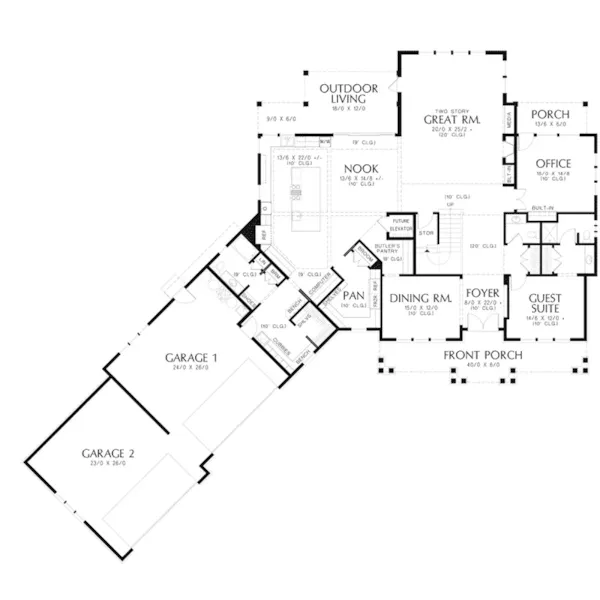 Beach & Coastal House Plan First Floor - Powers Hill Luxury Home 011S-0191 - Shop House Plans and More