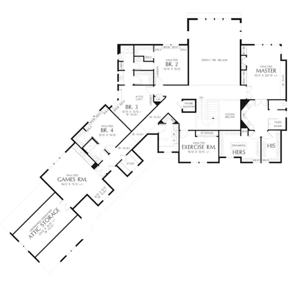 Prairie House Plan Second Floor - Powers Hill Luxury Home 011S-0191 - Shop House Plans and More