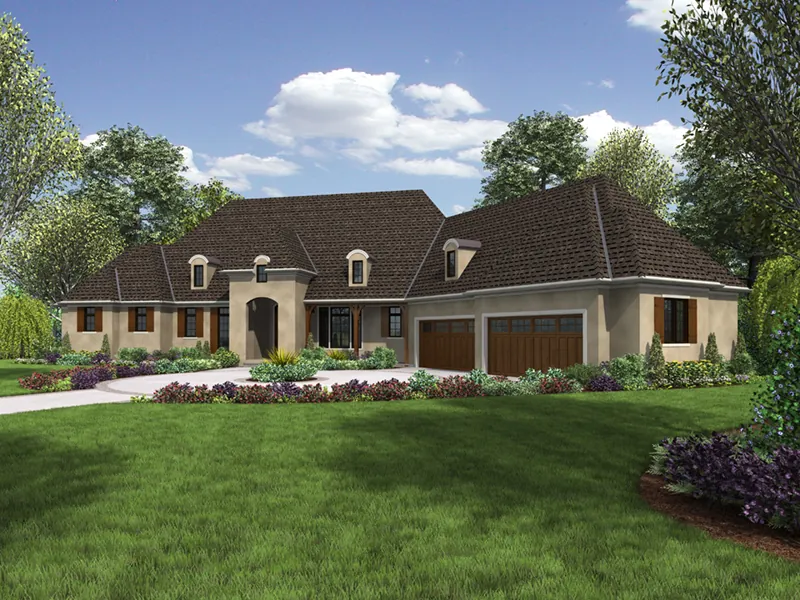 Ranch House Plan Front of Home - Burton Manor European Home 011S-0193 - Shop House Plans and More