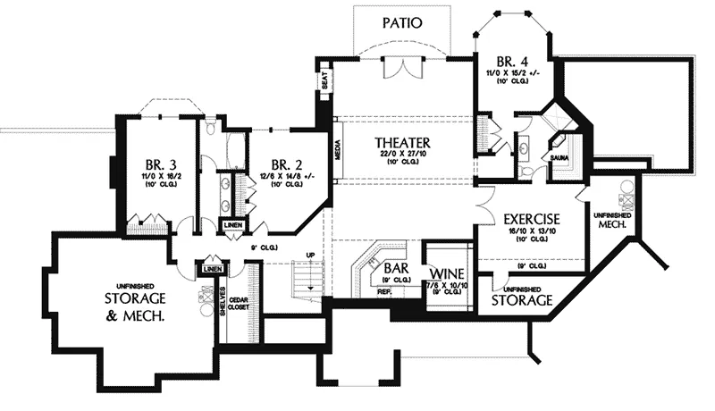 Ranch House Plan Lower Level Floor - Burton Manor European Home 011S-0193 - Shop House Plans and More