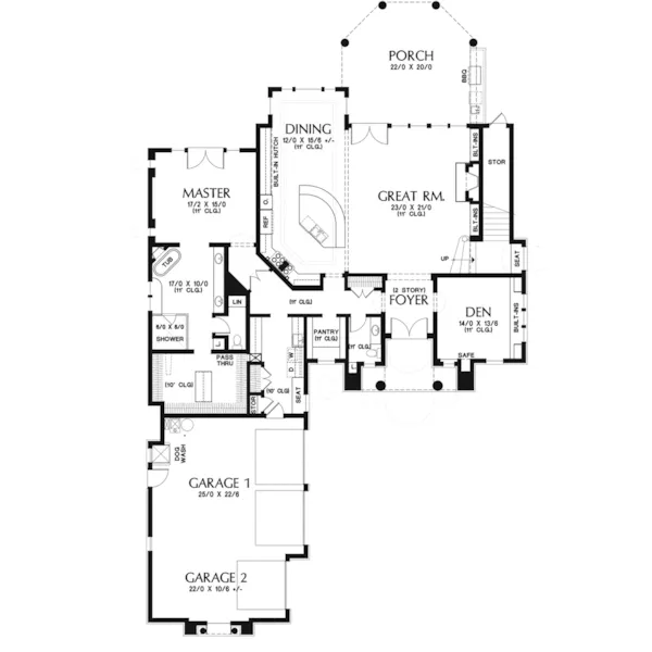 Prairie House Plan First Floor - Rainier Bay Luxury Home 011S-0195 - Shop House Plans and More