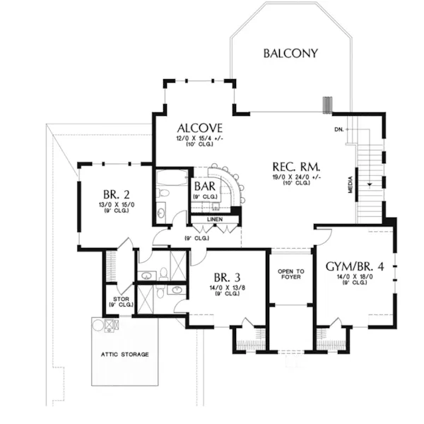 Prairie House Plan Second Floor - Rainier Bay Luxury Home 011S-0195 - Shop House Plans and More