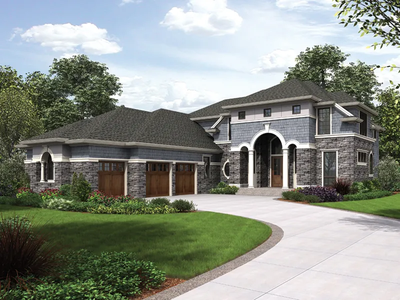 Luxury House Plan Front of Home - Rainier Bay Luxury Home 011S-0195 - Shop House Plans and More