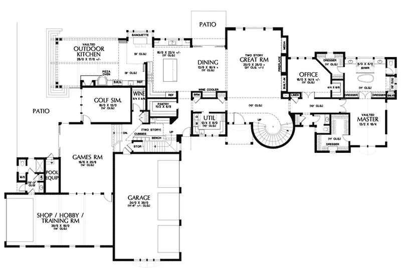 Mediterranean House Plan First Floor - Asbury Park Luxury Home 011S-0196 - Search House Plans and More