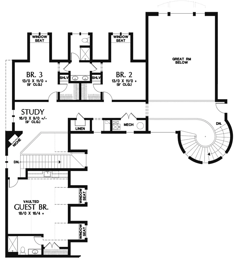 Country French House Plan Second Floor - Asbury Park Luxury Home 011S-0196 - Search House Plans and More