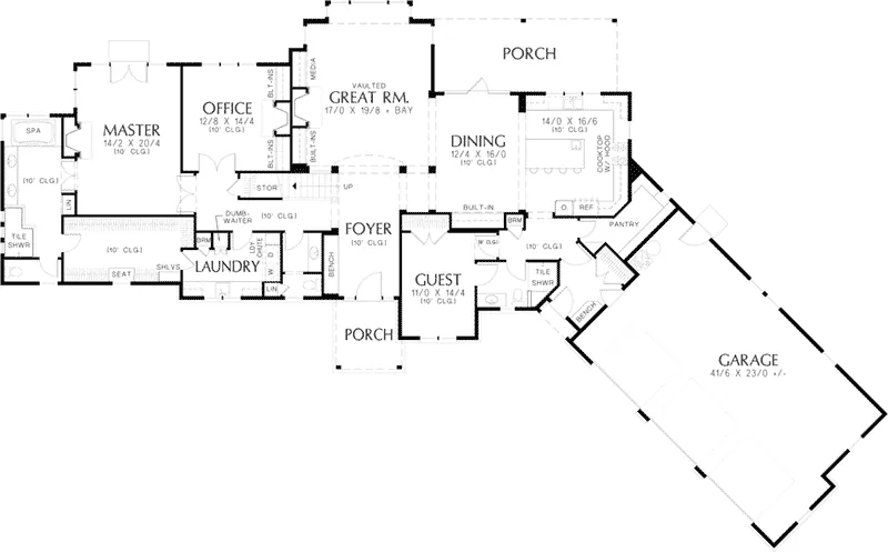 Shingle House Plan First Floor - Esker Point Luxury Home 011S-0198 - Shop House Plans and More