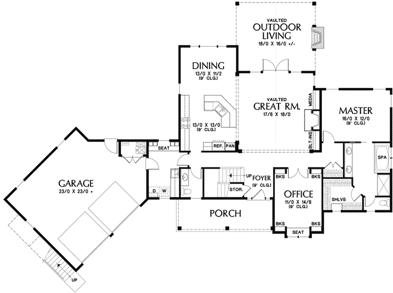 Luxury House Plan First Floor - Feisley Farm Craftsman Home 011S-0199 - Shop House Plans and More
