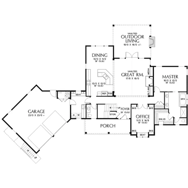 Country French House Plan First Floor - Feisley Farm Craftsman Home 011S-0199 - Shop House Plans and More