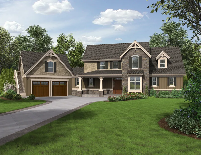 Country House Plan Front of Home - Feisley Farm Craftsman Home 011S-0199 - Shop House Plans and More