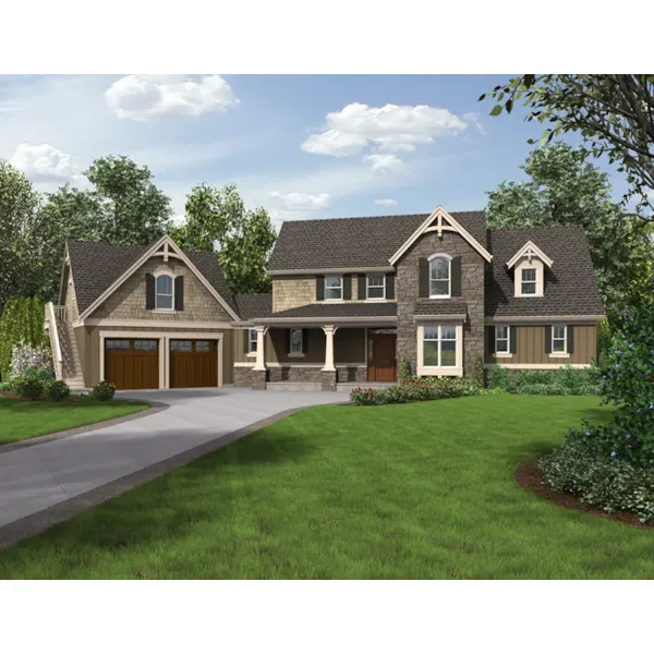 Country French House Plan Front of Home - Feisley Farm Craftsman Home 011S-0199 - Shop House Plans and More