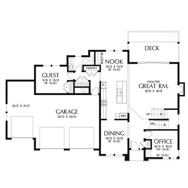 Prairie House Plan First Floor - Koplar Rustic Modern Home 011S-0201 - Shop House Plans and More