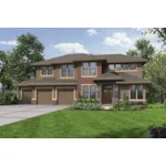 Prairie House Plan Front of Home - Koplar Rustic Modern Home 011S-0201 - Shop House Plans and More