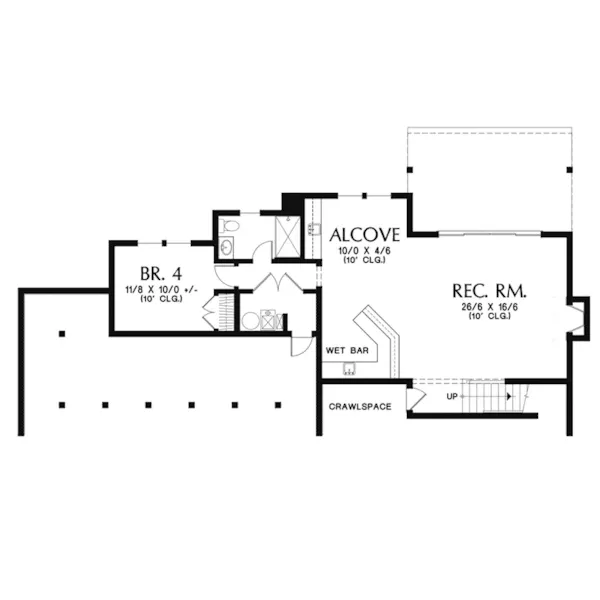 Prairie House Plan Lower Level Floor - Koplar Rustic Modern Home 011S-0201 - Shop House Plans and More