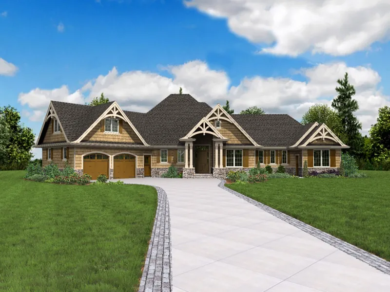 Country House Plan Front Photo 01 - Lynnwood Craftsman Home 011S-0207 - Shop House Plans and More