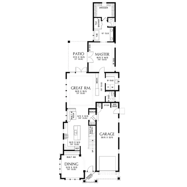 Craftsman House Plan First Floor - Edison Lane Craftsman Home 011S-0210 - Search House Plans and More