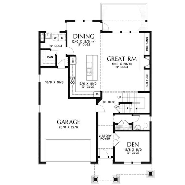 Craftsman House Plan First Floor - Perry Farm Craftsman Home 011S-0212 - Shop House Plans and More