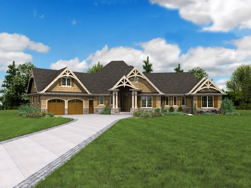 European House Plan Front Photo 02 - Vineyard Hill Craftsman Home 011S-0215 - Shop House Plans and More