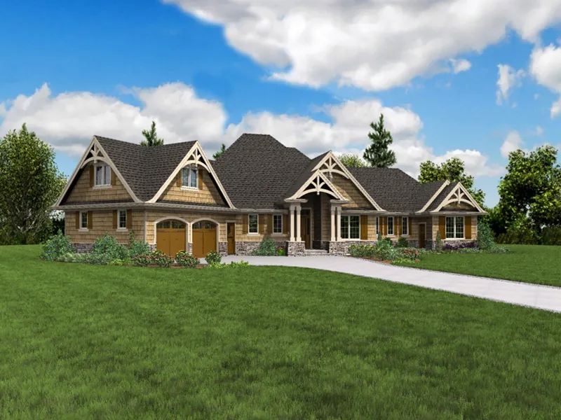 Country House Plan Front Photo 03 - Vineyard Hill Craftsman Home 011S-0215 - Shop House Plans and More