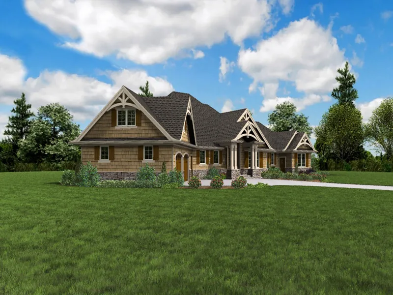 Ranch House Plan Front Photo 04 - Vineyard Hill Craftsman Home 011S-0215 - Shop House Plans and More