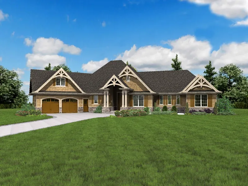 Ranch House Plan Front Photo 09 - Vineyard Hill Craftsman Home 011S-0215 - Shop House Plans and More