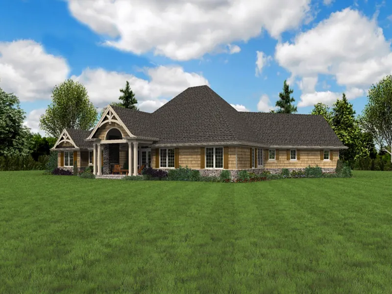 Ranch House Plan Rear Photo 02 - Vineyard Hill Craftsman Home 011S-0215 - Shop House Plans and More