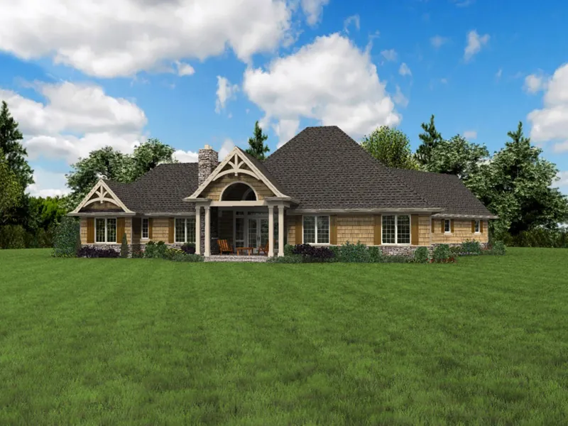 Country House Plan Rear Photo 03 - Vineyard Hill Craftsman Home 011S-0215 - Shop House Plans and More