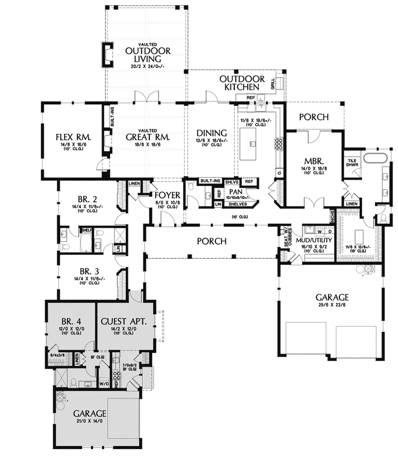 Farmhouse Plan First Floor - 011S-0219 - Shop House Plans and More