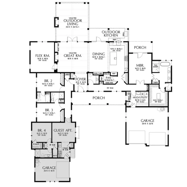 Modern Farmhouse Plan First Floor - 011S-0219 - Shop House Plans and More