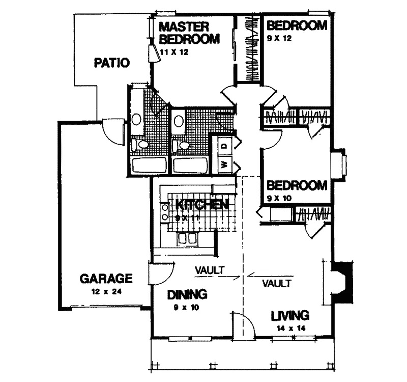 Ranch House Plan First Floor - Glen Hills Country Ranch Home 013D-0001 - Search House Plans and More
