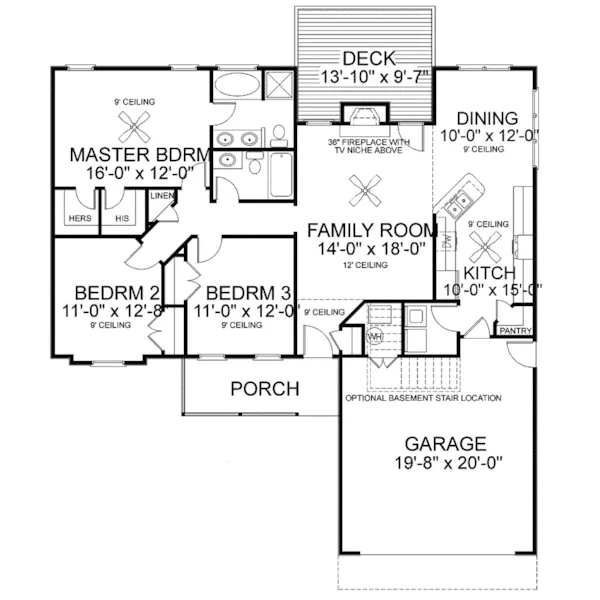 Rustic House Plan First Floor - Edmonds Ranch Home 013D-0004 - Search House Plans and More