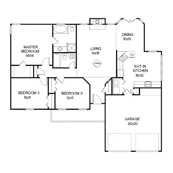 Country House Plan First Floor - Newcastle Falls Ranch Home 013D-0006 - Shop House Plans and More