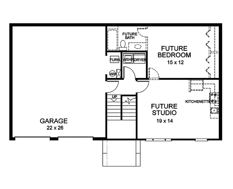 Craftsman House Plan Lower Level Floor - Fitzgerald Forest Small Home 013D-0007 - Search House Plans and More