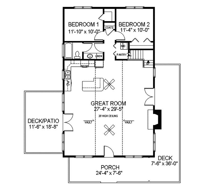 Cabin & Cottage House Plan First Floor - Driftwood Spring Cottage Home 013D-0012 - Search House Plans and More
