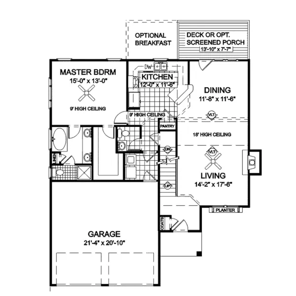 Contemporary House Plan First Floor - Collins Ranch Home 013D-0013 - Search House Plans and More