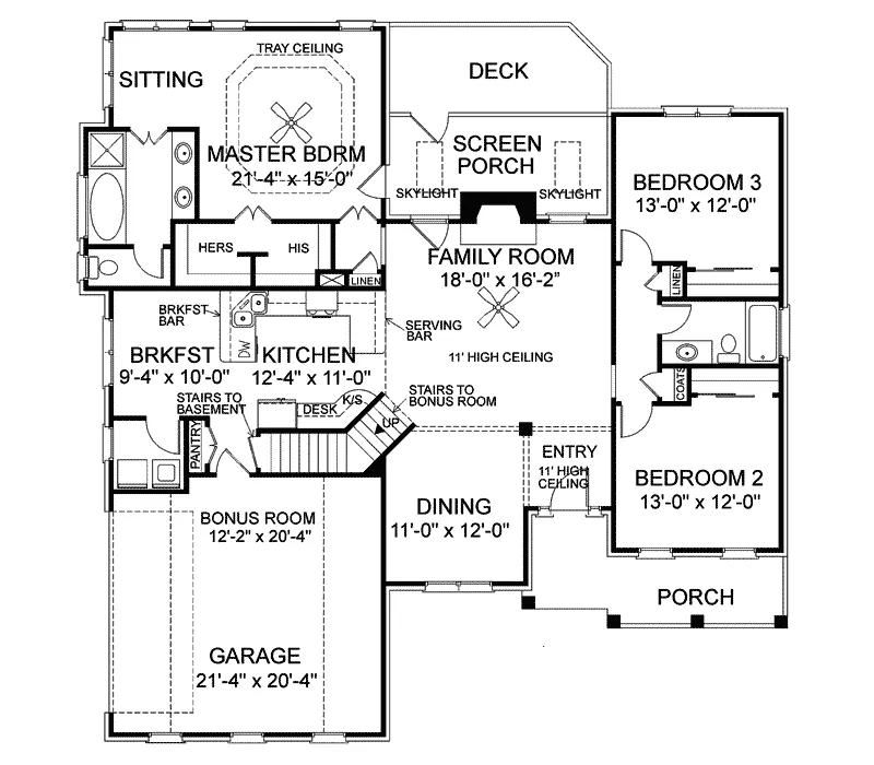 Arts & Crafts House Plan First Floor - Ellisport Ranch Home 013D-0015 - Search House Plans and More