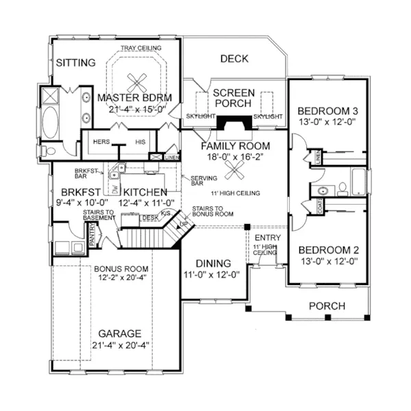 Ranch House Plan First Floor - Ellisport Ranch Home 013D-0015 - Search House Plans and More