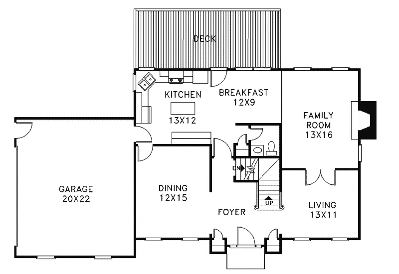 Early American House Plan First Floor - Meridian Place Georgian Home 013D-0017 - Shop House Plans and More