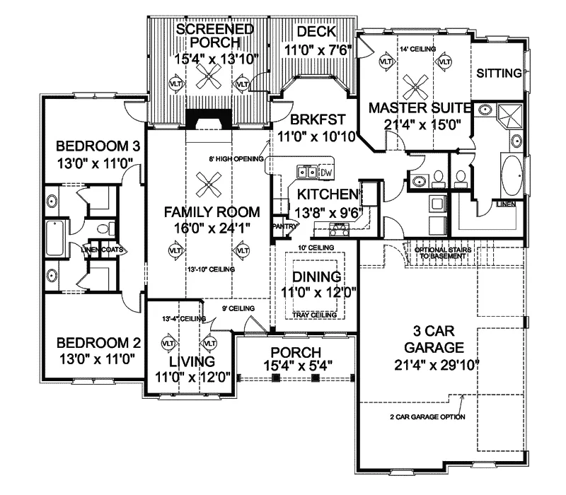 Arts & Crafts House Plan First Floor - Barnesville Traditional Home 013D-0019 - Search House Plans and More