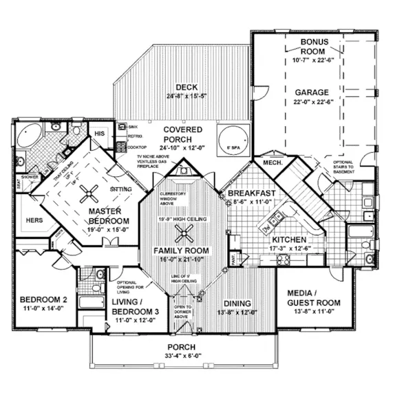 Country House Plan First Floor - Mannington Southern Home 013D-0022 - Shop House Plans and More