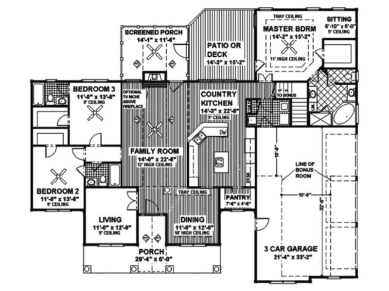 Craftsman House Plan First Floor - Fruitland Ranch Home 013D-0025 - Search House Plans and More