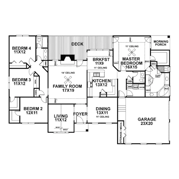 Southern House Plan First Floor - Hortense Bend Southern Home 013D-0026 - Search House Plans and More